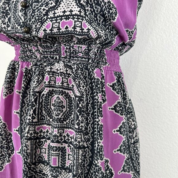 Anthropologie Maeve Dress Women XS Purple Black Silk Chiffon Tank Midi Boho - Picture 7 of 16